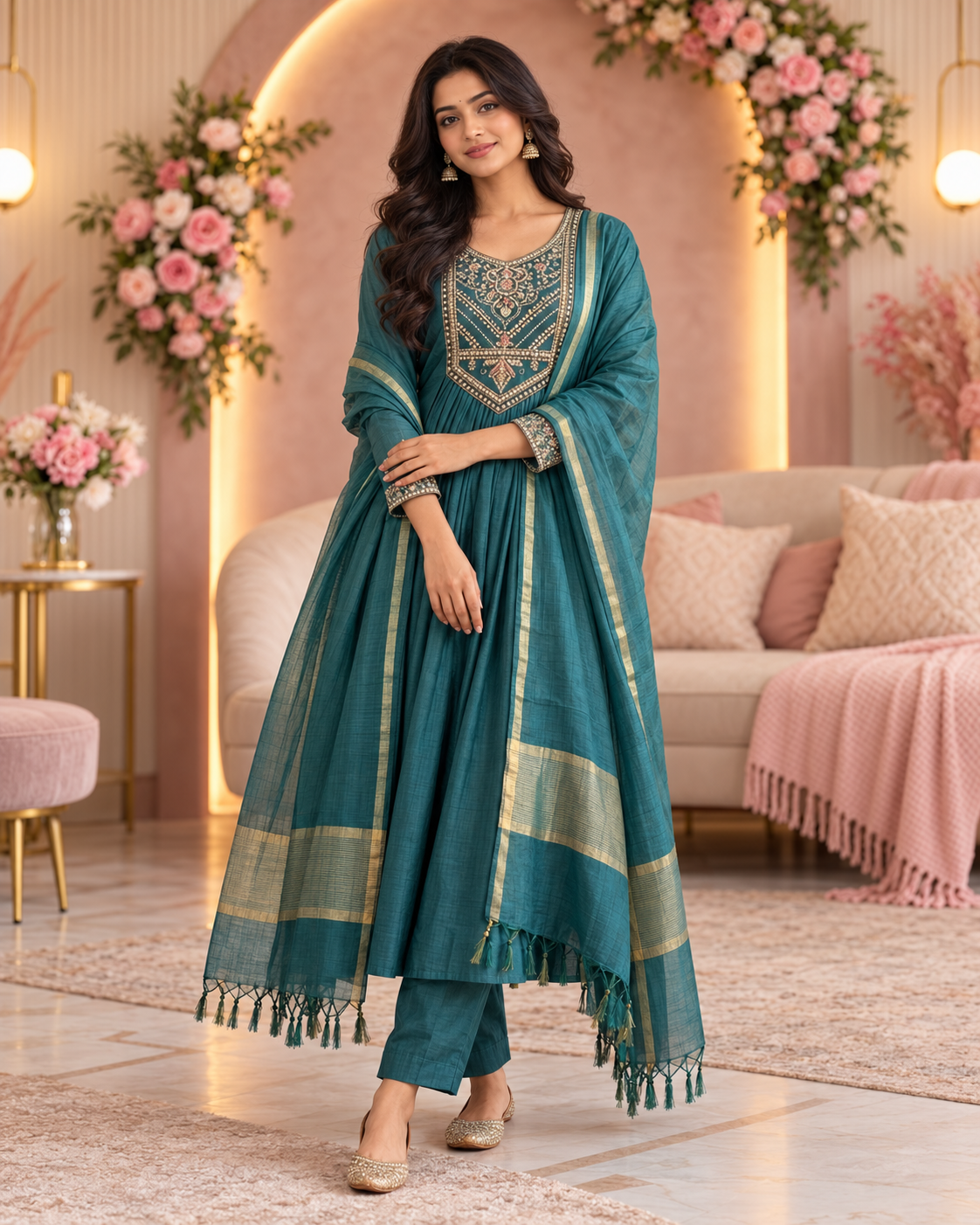 Mul Chanderi 3-Piece Suit Set